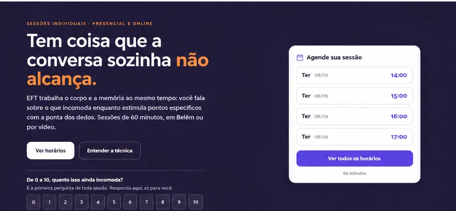 Painel de agendamento Draco com horários disponíveis para sessões individuais.